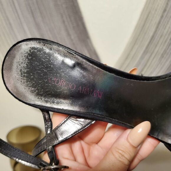Giorgio Armani Satin and Rhinestone Heels Sz 40 - Picture 6 of 7